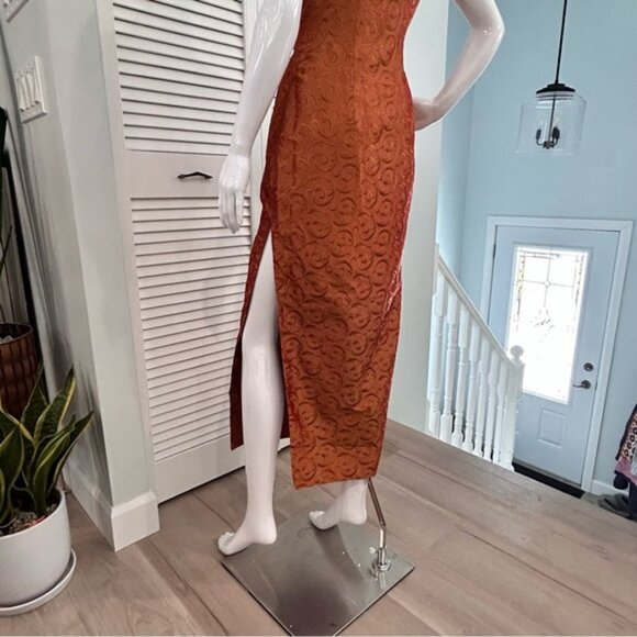 Gold Rust Brocade Qipao (Cheongsam) - Picture 8 of 15